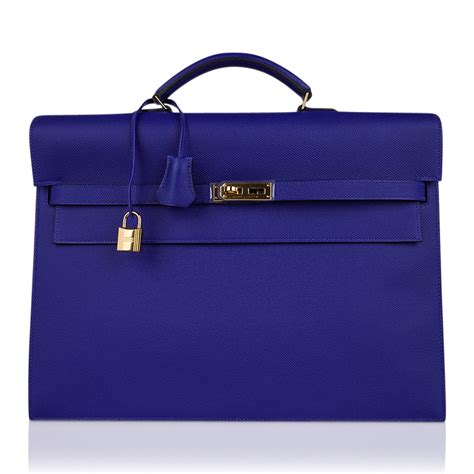 Hermes Kelly Depeches 38 Briefcase Electric Blue .